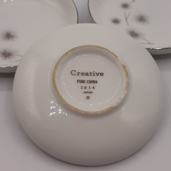 3 Creative Fine China Platinum Starburst 1014 Japan 3.50" Butter Pat Plates - Picture 5 of 5